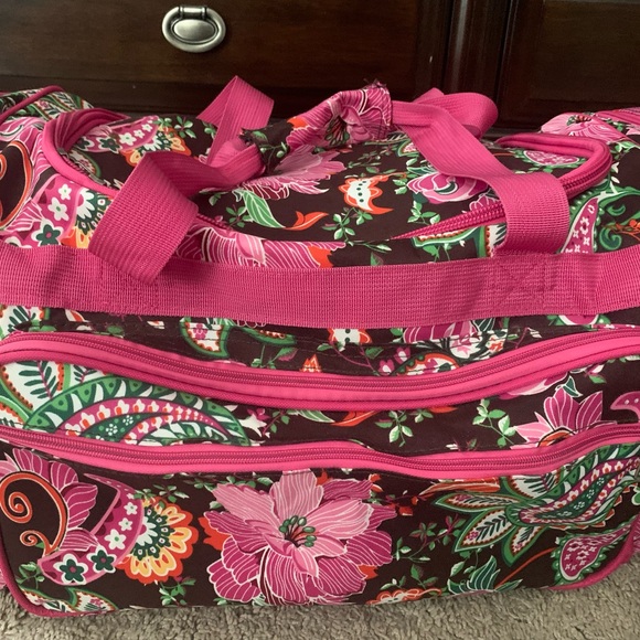 Large tropical floral print duffel bag. - Picture 2 of 4